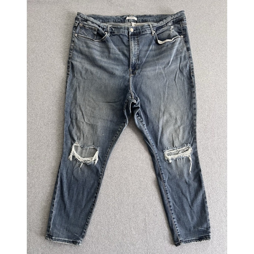GOOD AMERICAN GOOD LEGS CROP Jean Women's Blue B261 Distressed GLC103T 24